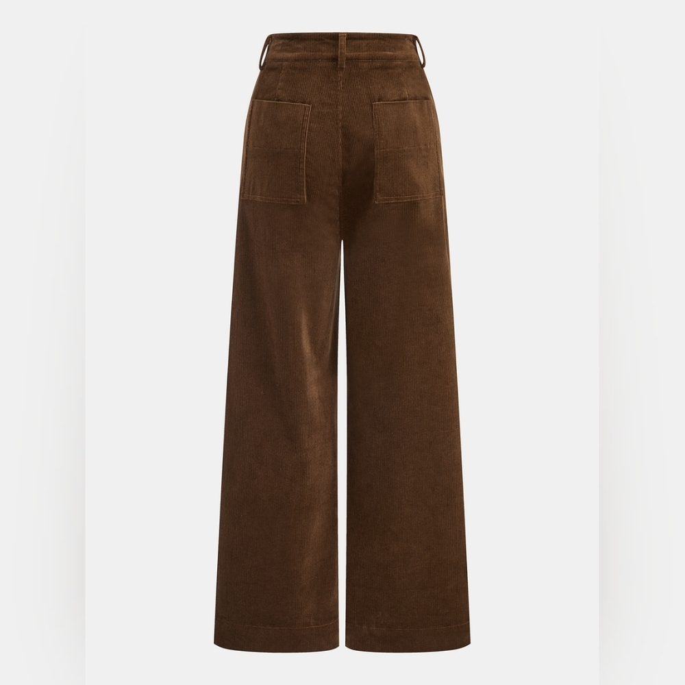 Wide-Leg Corduroy Pants - Brown - Picture 2 of 3